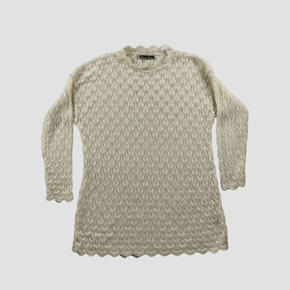 Vintage Dana Scott Sweater Knit Womens Size L Long Sleeve Round‎ Neck Ivory - Picture 8 of 10